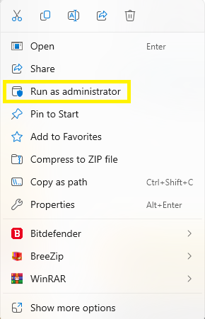 Run as Administrator
